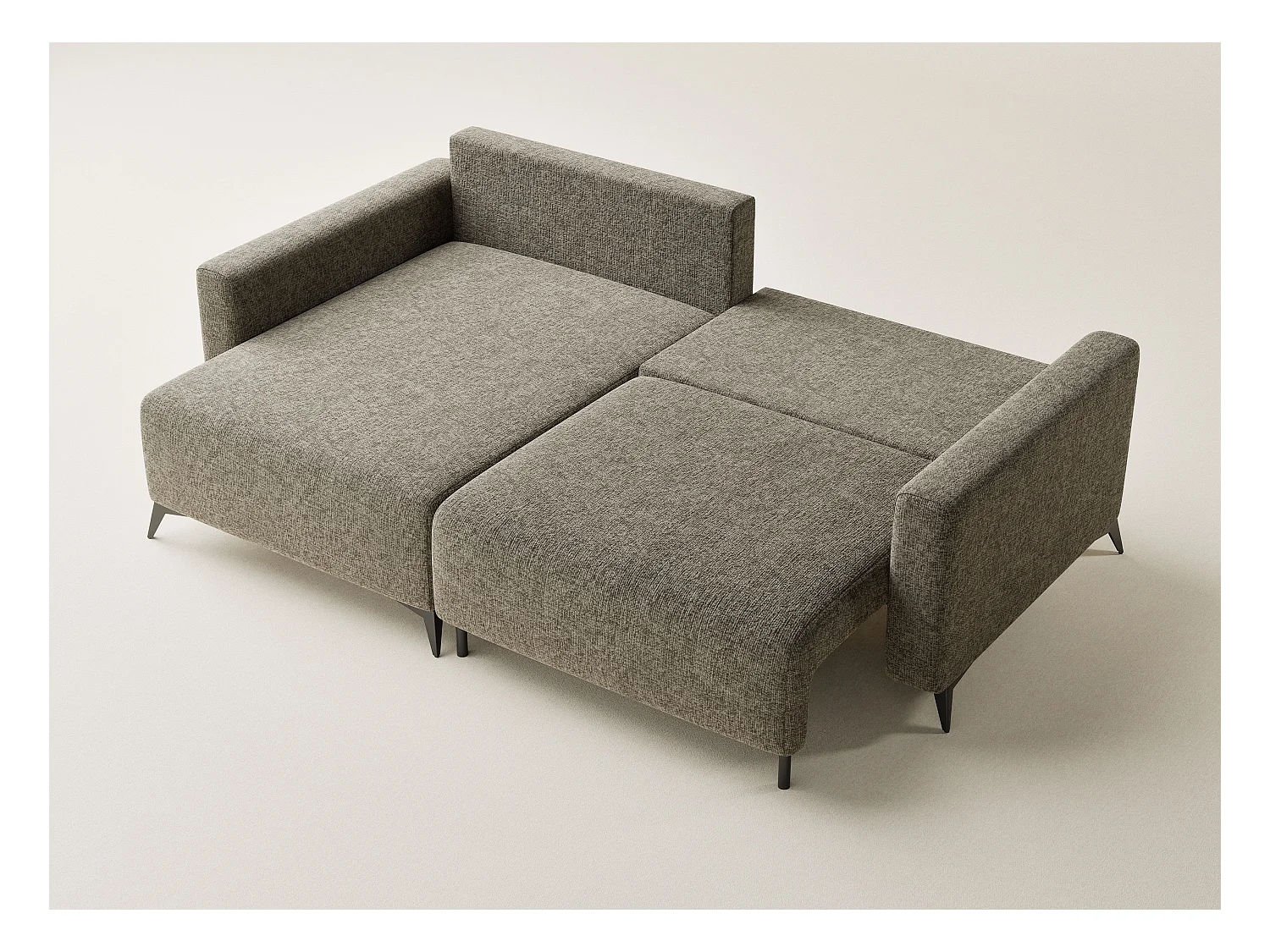 Canapé d'angle gauche avec fonction lit en tissu chenille taupe LEON