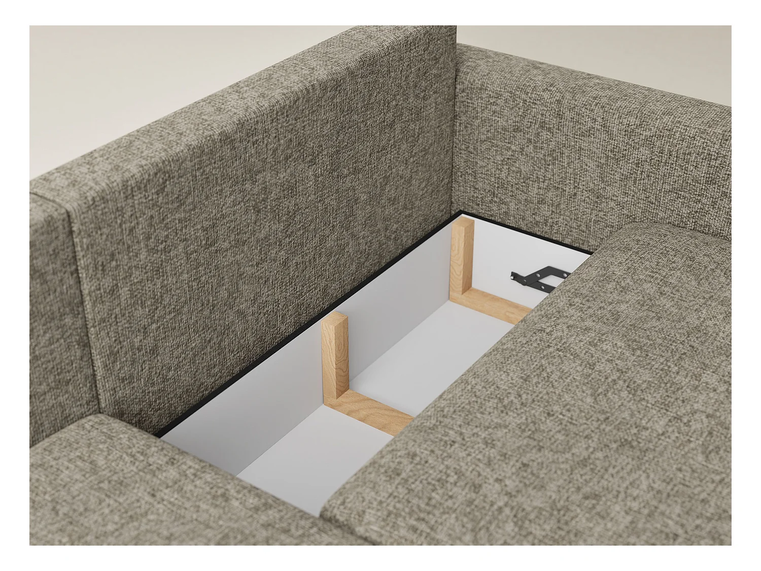 Canapé d'angle gauche avec fonction lit en tissu chenille taupe LEON