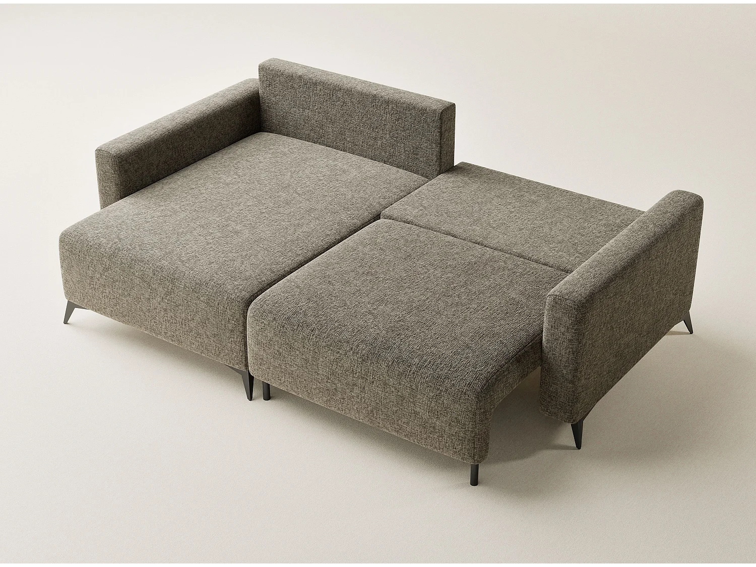 Canapé d'angle gauche avec fonction lit en tissu chenille taupe LEON