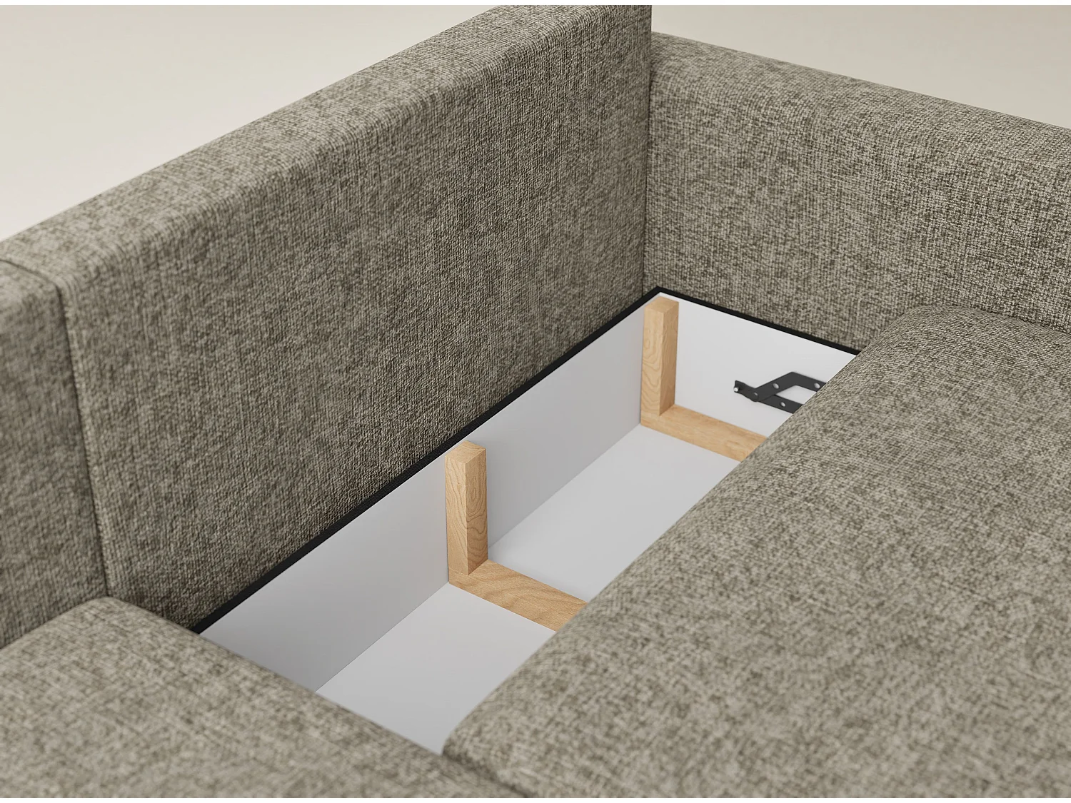 Canapé d'angle gauche avec fonction lit en tissu chenille taupe LEON