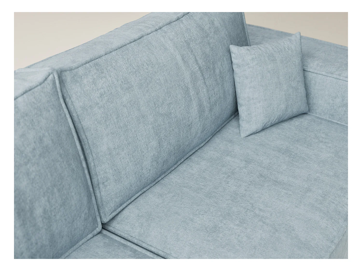 Canapé d'angle gauche avec fonction lit en tissu chenille bleu clair TONGA