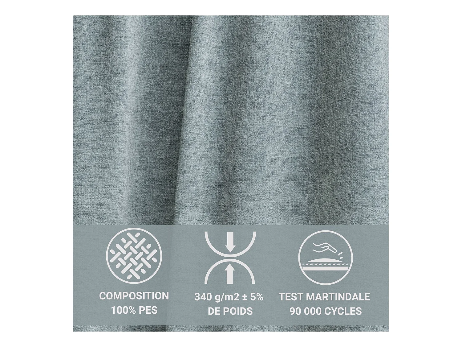 Canapé d'angle gauche avec fonction lit en tissu chenille bleu clair TONGA