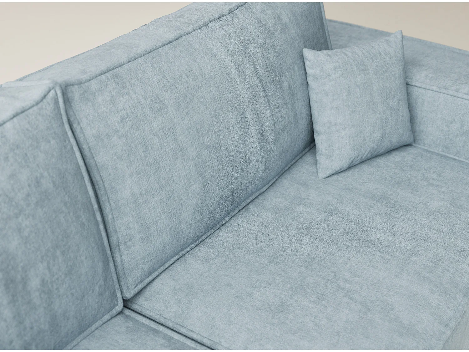 Canapé d'angle gauche avec fonction lit en tissu chenille bleu clair TONGA