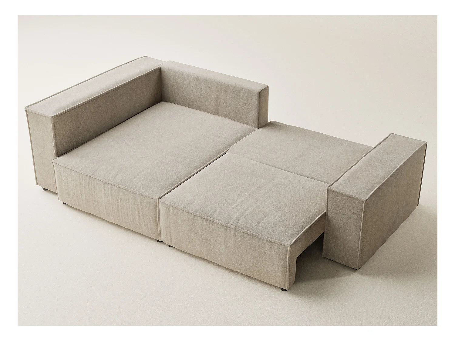 Canapé d'angle gauche avec fonction lit en tissu chenille beige TONGA