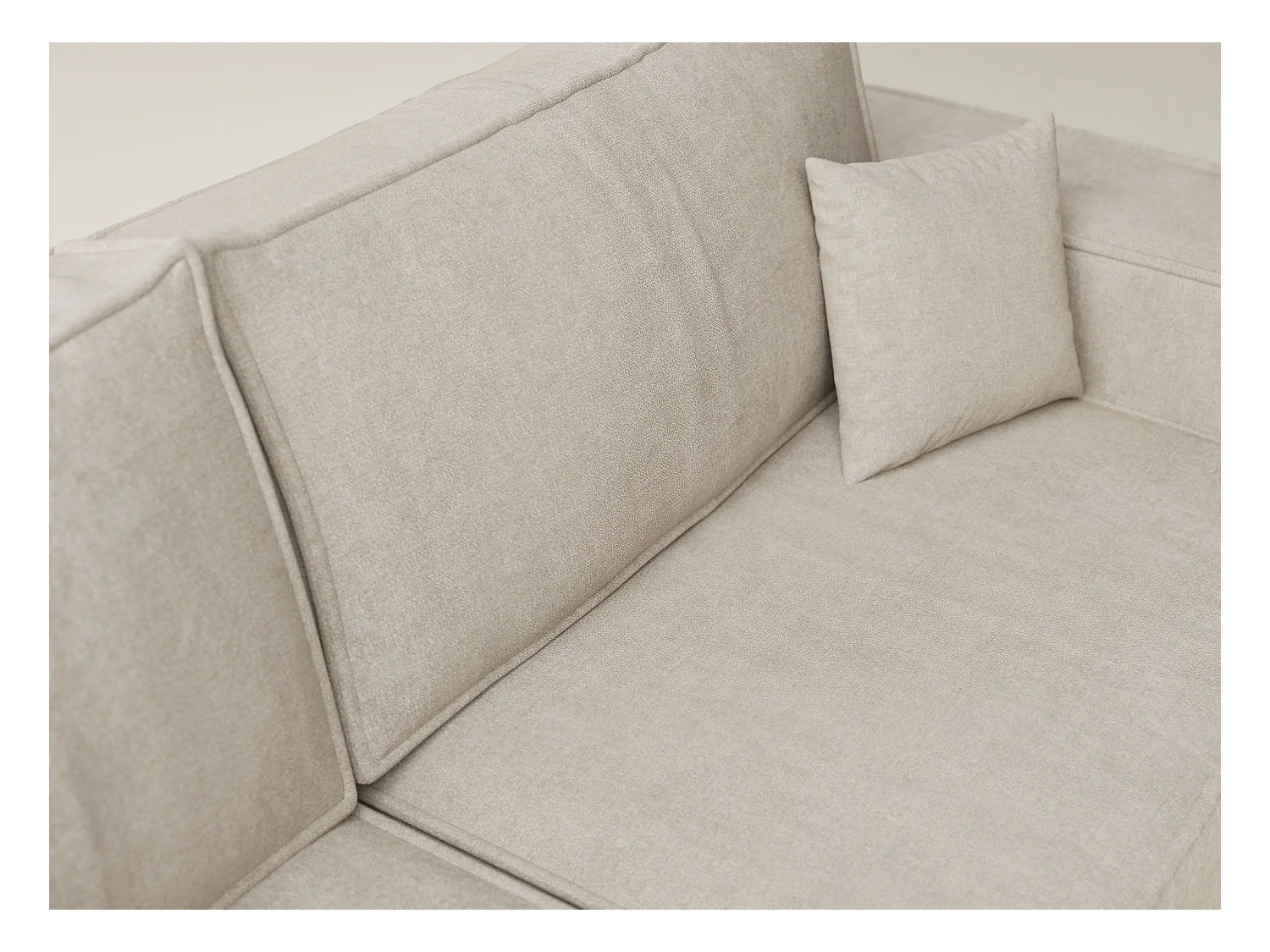 Canapé d'angle gauche avec fonction lit en tissu chenille beige TONGA