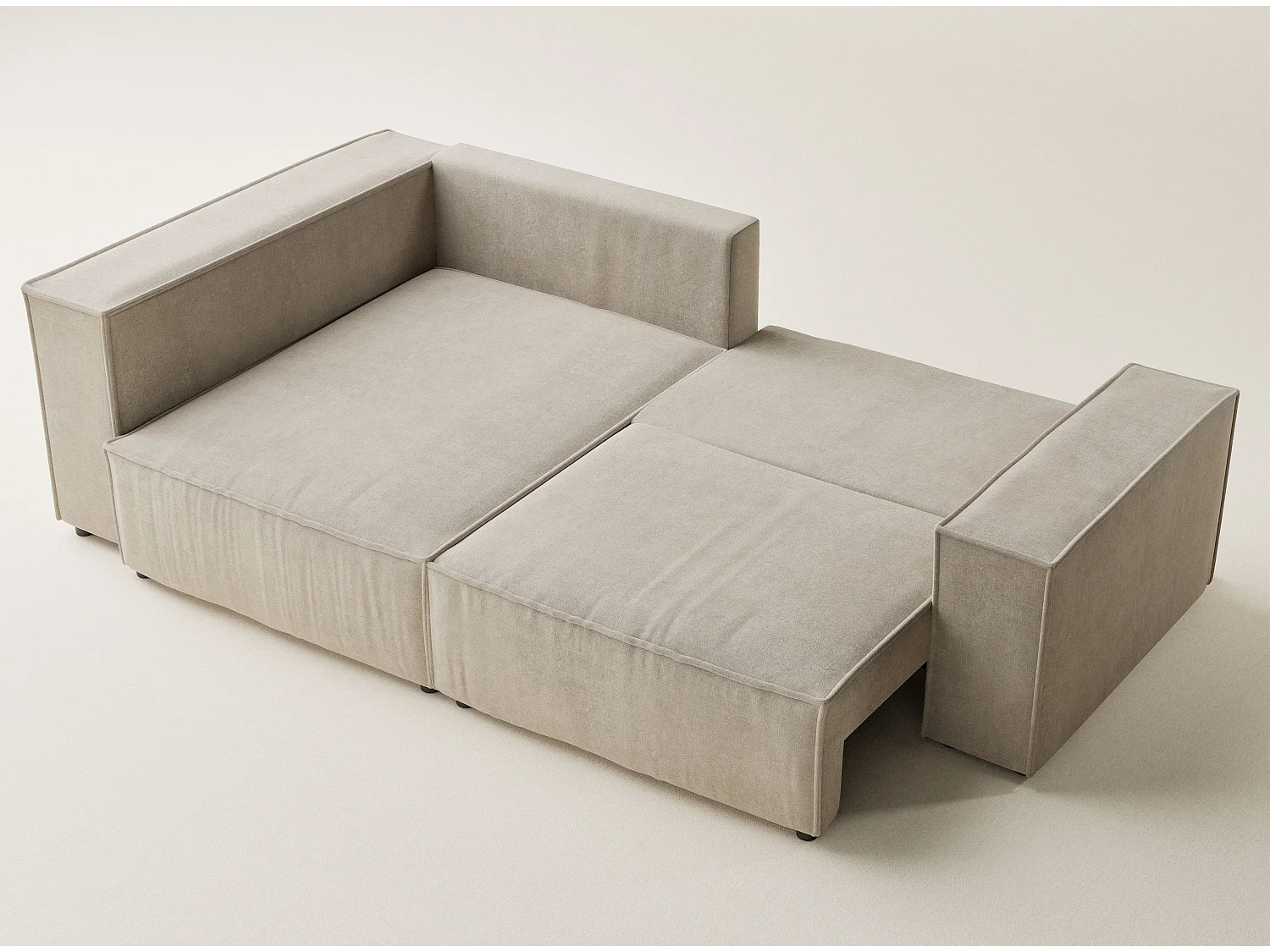 Canapé d'angle gauche avec fonction lit en tissu chenille beige TONGA