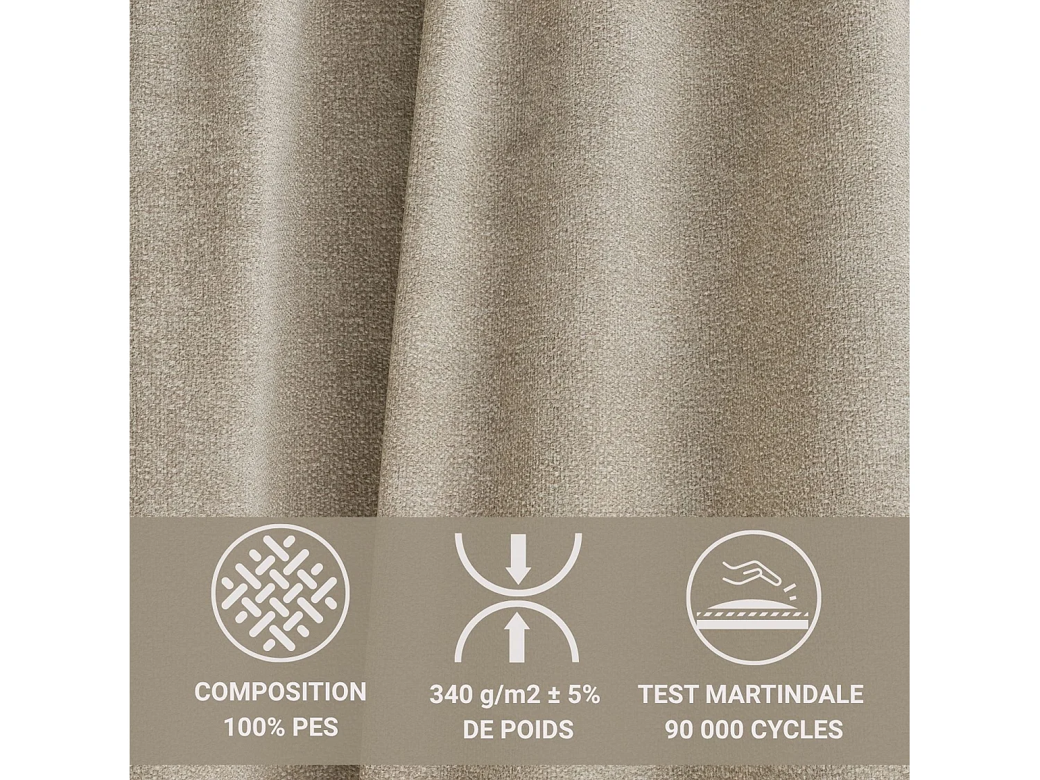 Canapé d'angle gauche avec fonction lit en tissu chenille beige TONGA