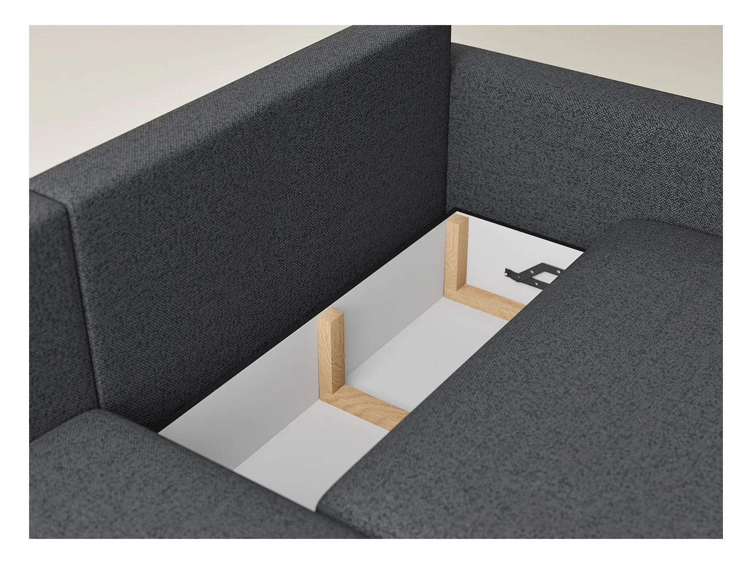 Canapé d'angle gauche avec fonction lit en tissu tressé graphite LEON