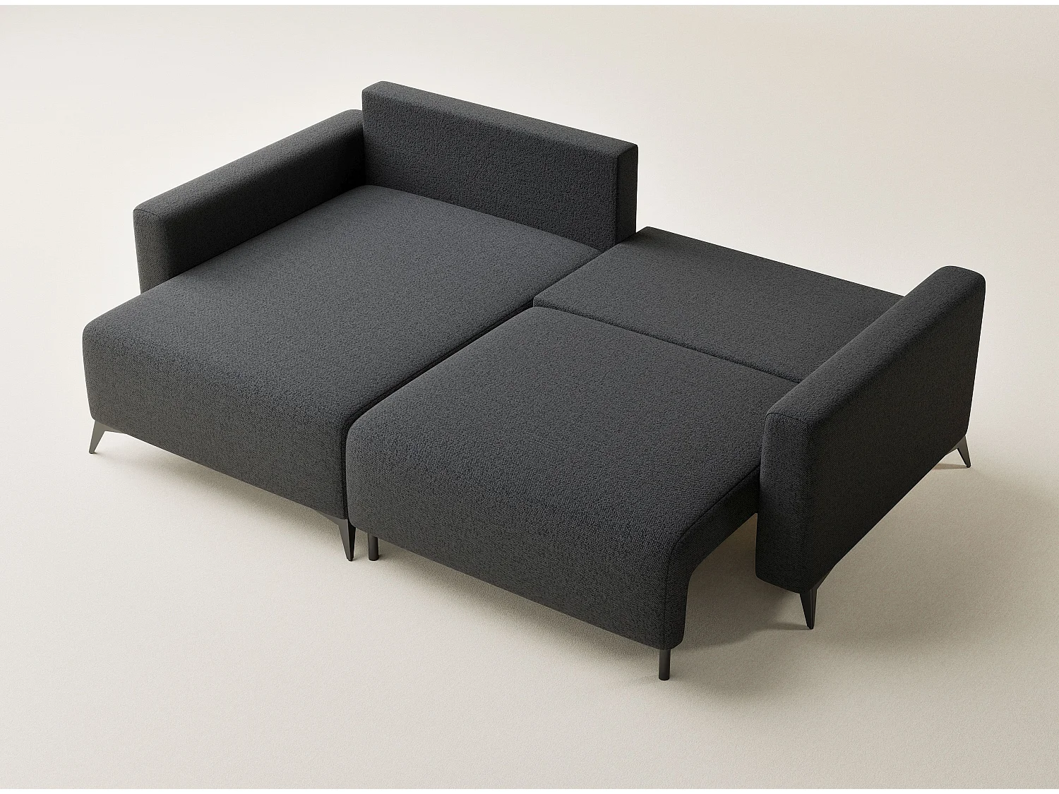 Canapé d'angle gauche avec fonction lit en tissu tressé graphite LEON