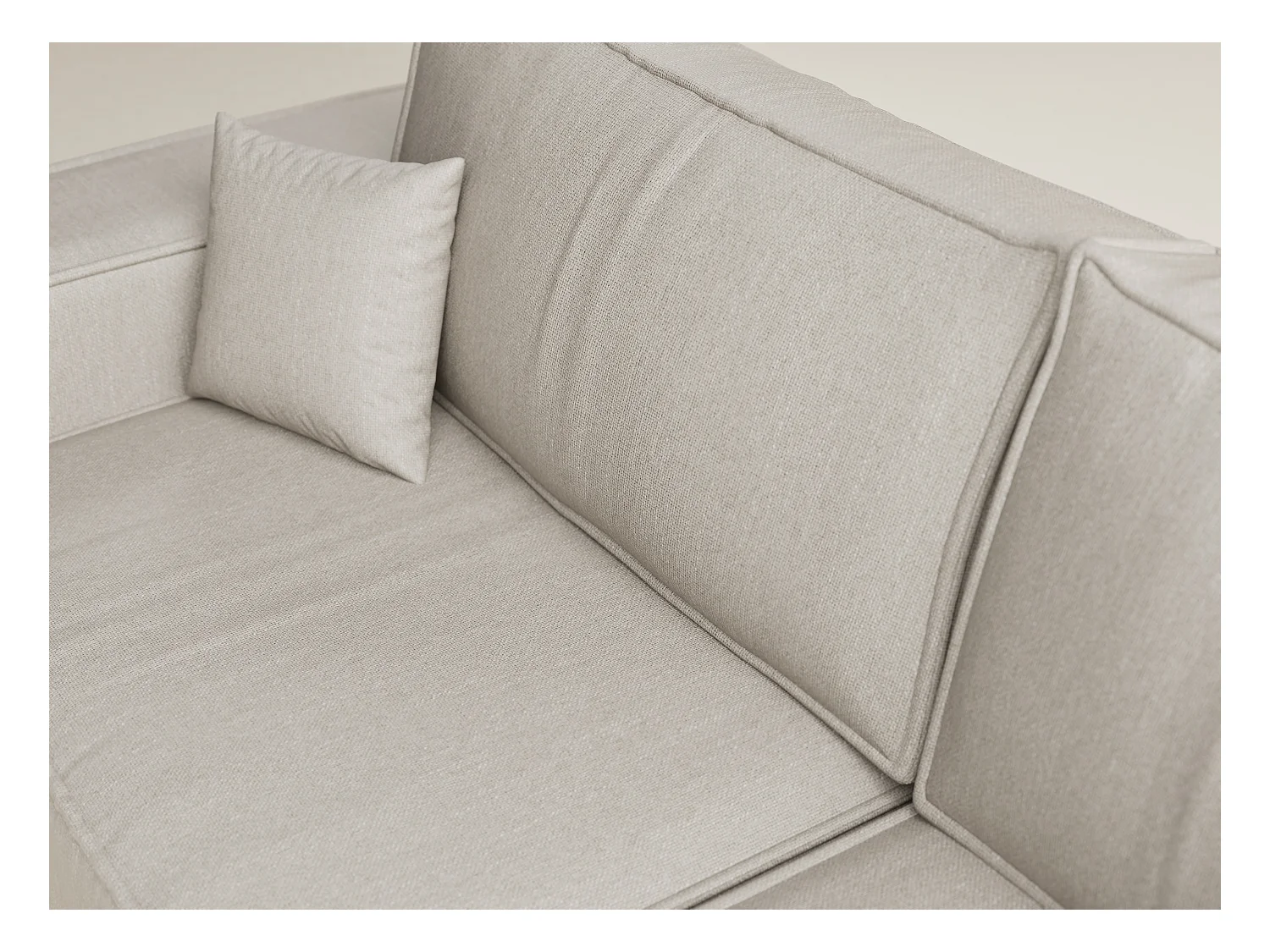 Canapé d'angle droit avec fonction lit en tissu tressé beige TONGA