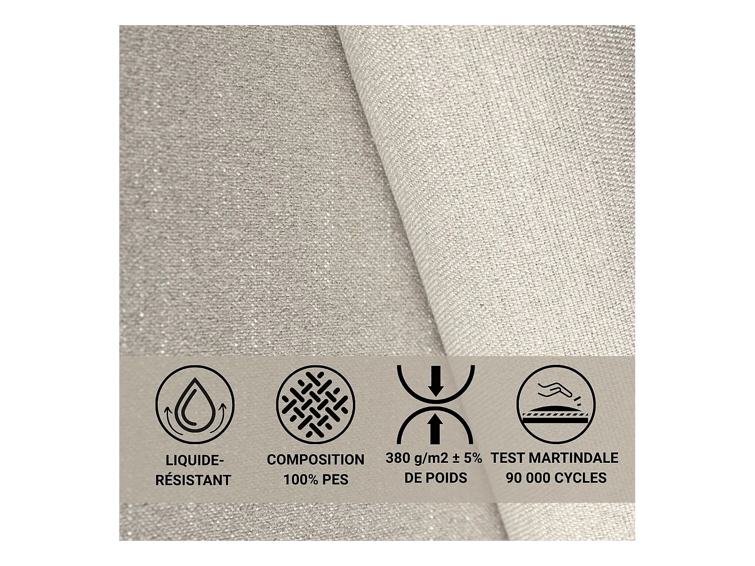 Canapé d'angle droit avec fonction lit en tissu tressé beige TONGA