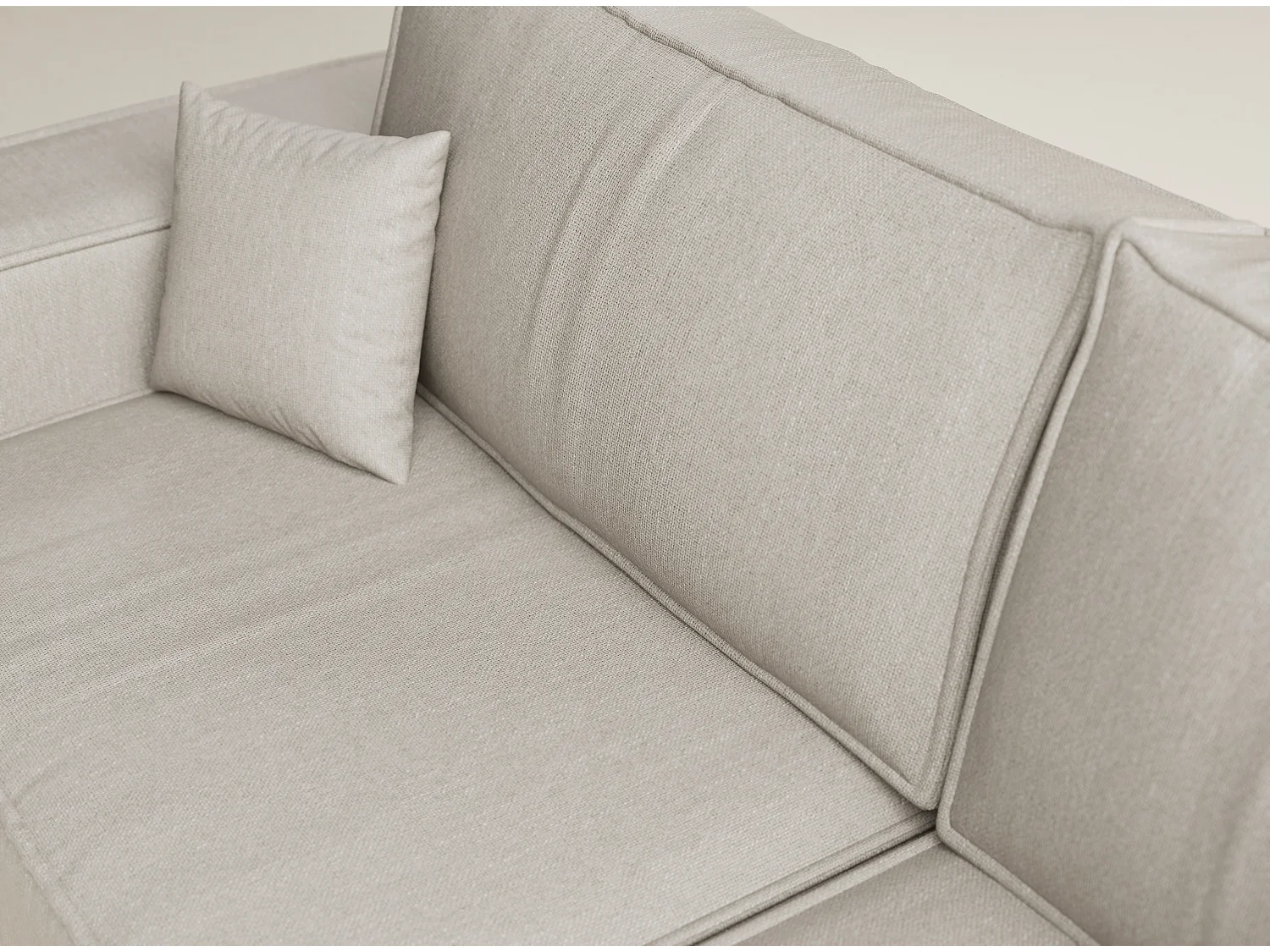 Canapé d'angle droit avec fonction lit en tissu tressé beige TONGA