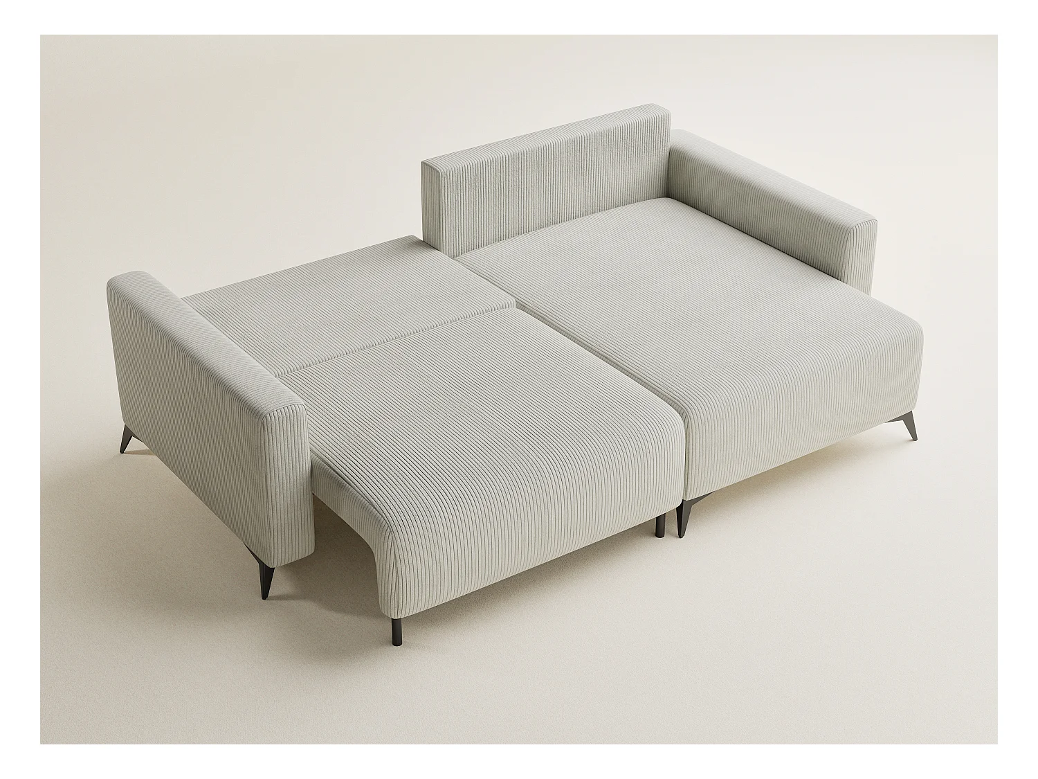 Ecksofa mit Schlaffunktion - Ecke Rechts - 3-Sitzer - Samtstoff - creme - LEON