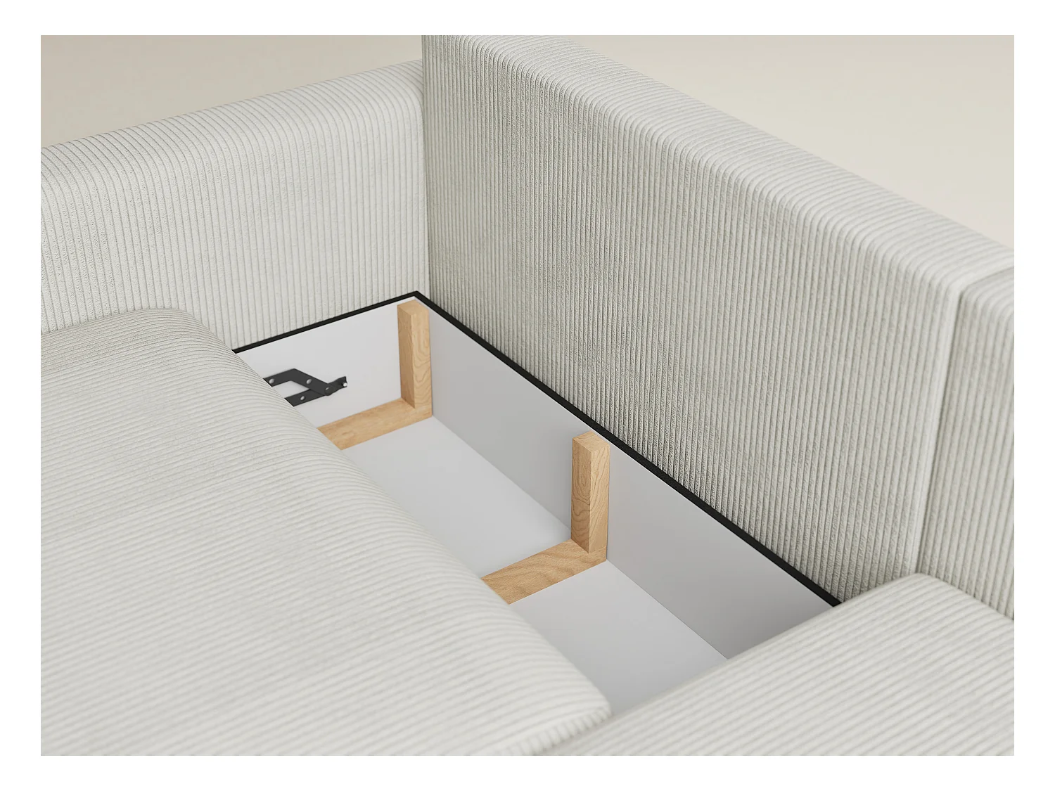 Ecksofa mit Schlaffunktion - Ecke Rechts - 3-Sitzer - Samtstoff - creme - LEON