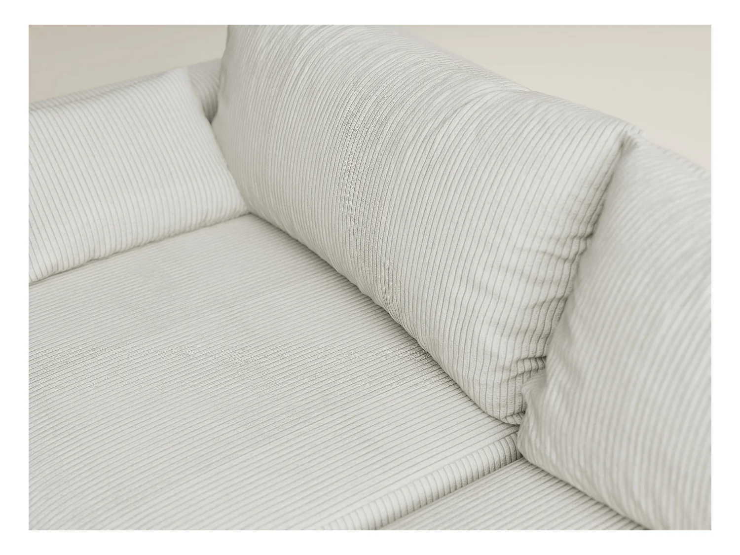 Ecksofa mit Schlaffunktion - Ecke Rechts - 3-Sitzer - Samtstoff - creme - LEON