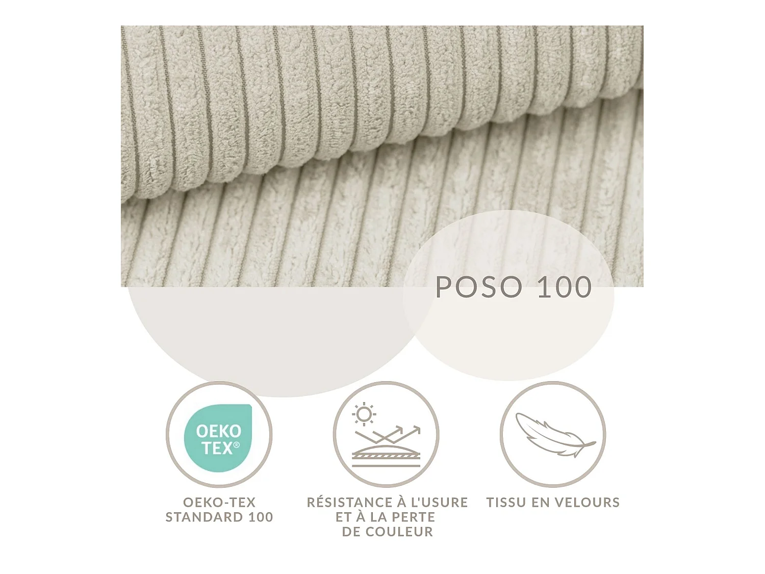 Ecksofa mit Schlaffunktion - Ecke Rechts - 3-Sitzer - Samtstoff - creme - LEON