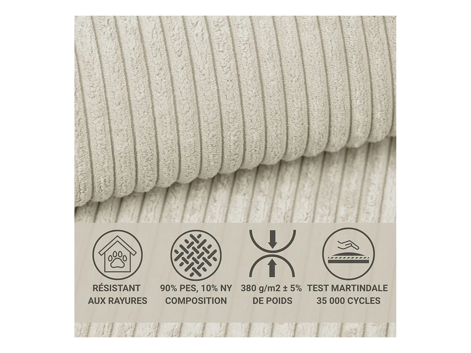 Ecksofa mit Schlaffunktion - Ecke Rechts - 3-Sitzer - Samtstoff - creme - LEON