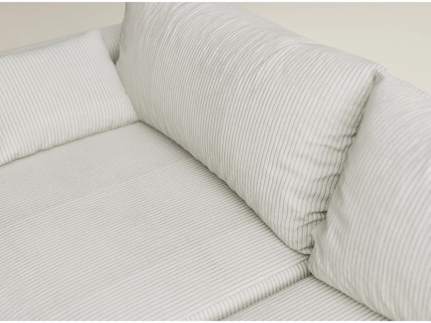 Canapé d'angle droit avec fonction lit en velours creme LEON