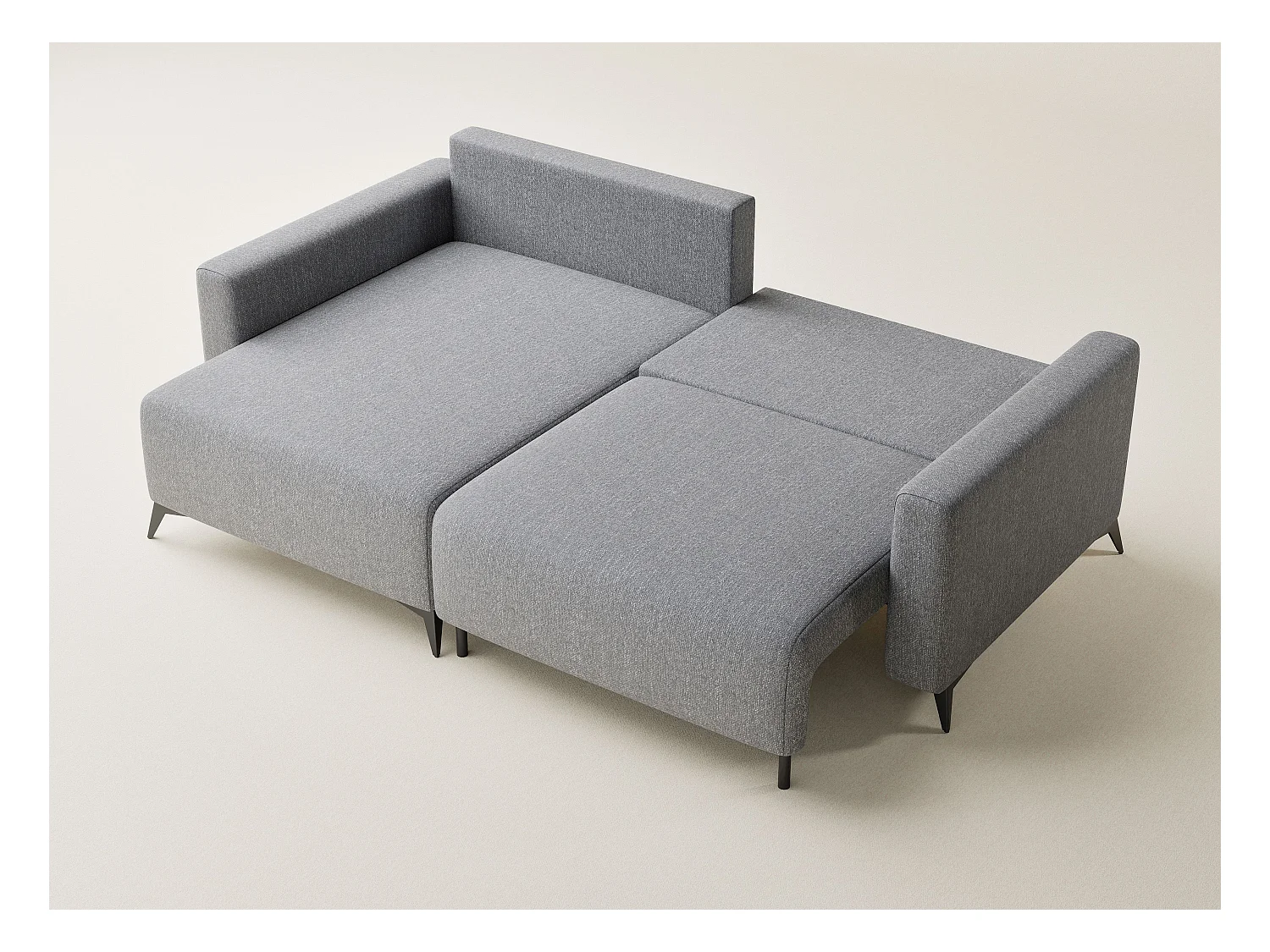 Canapé d'angle gauche avec fonction lit en tissu tressé gris LEON