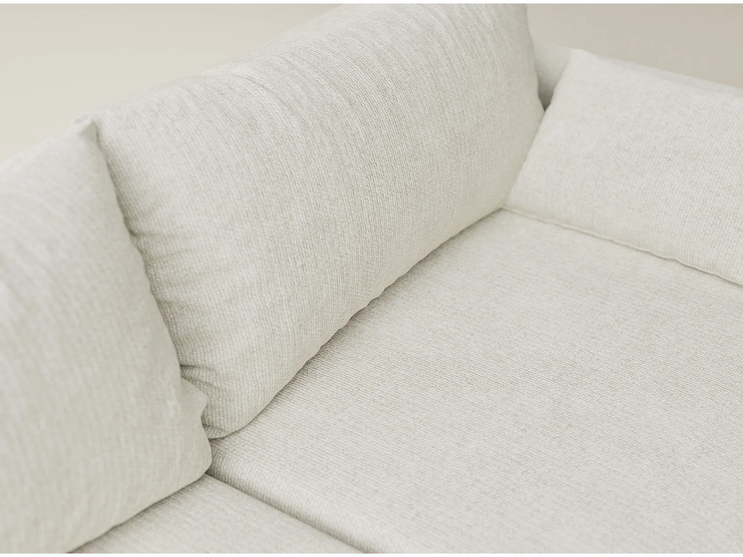 Canapé d'angle gauche avec fonction lit en tissu chenille creme LEON