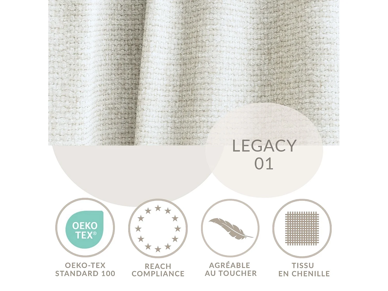 Canapé d'angle gauche avec fonction lit en tissu chenille creme LEON