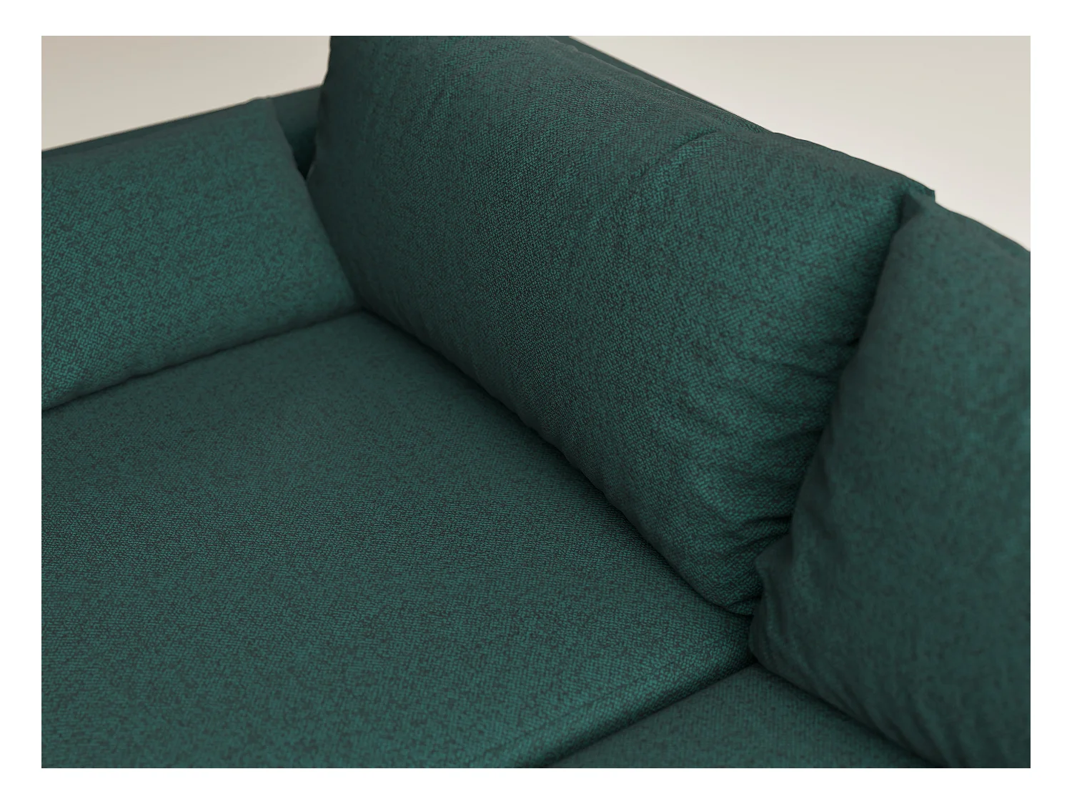 Canapé d'angle droit avec fonction lit en tissu tressé vert foncé LEON