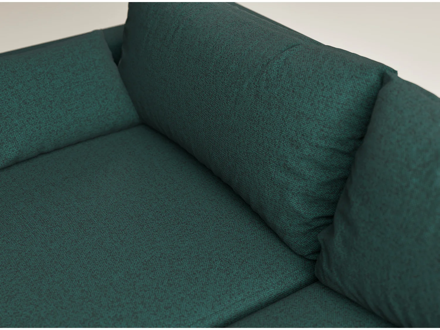 Canapé d'angle droit avec fonction lit en tissu tressé vert foncé LEON