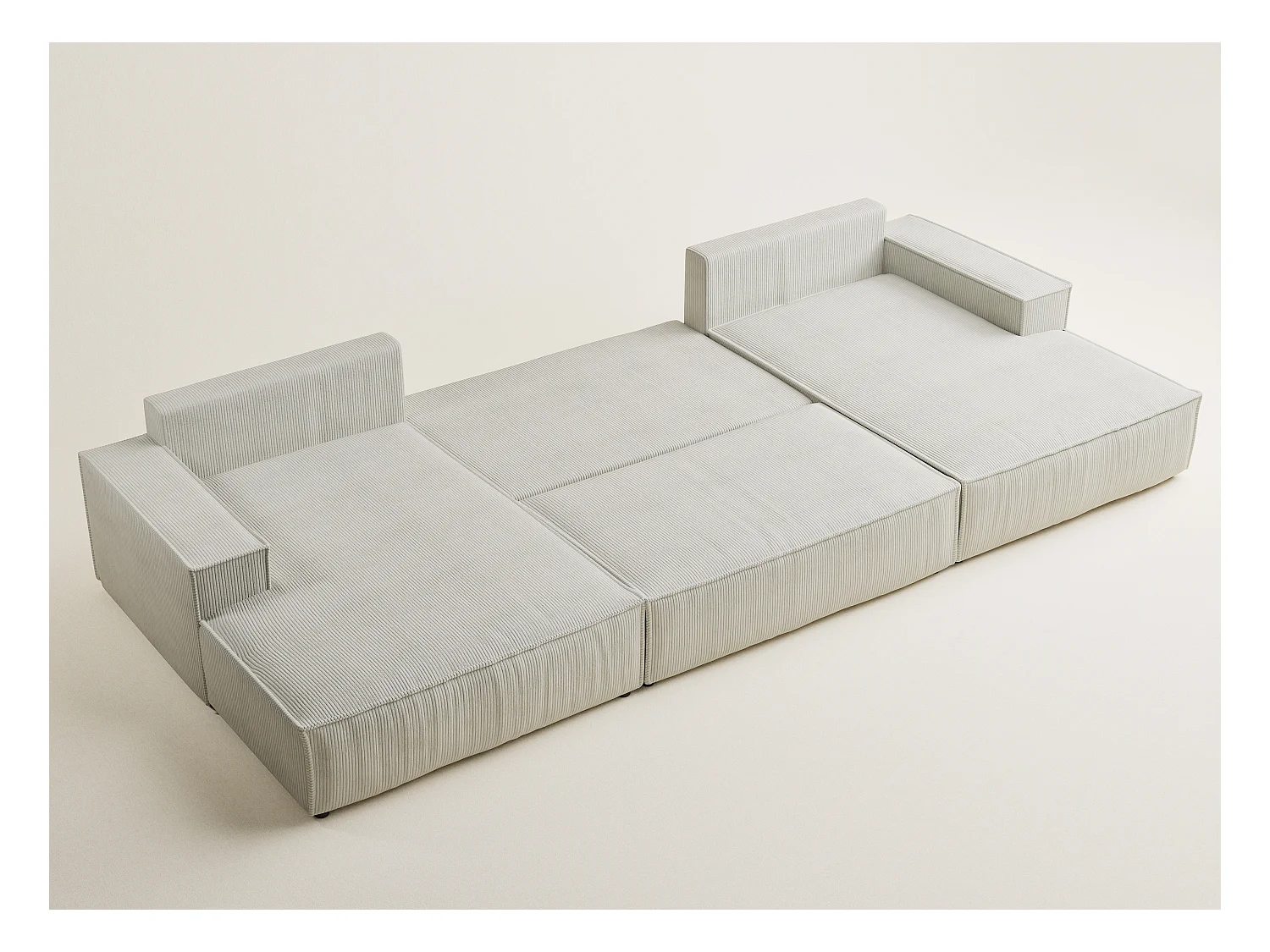 Canapé d'angle panoramique avec fonction lit en velours creme KYOTO