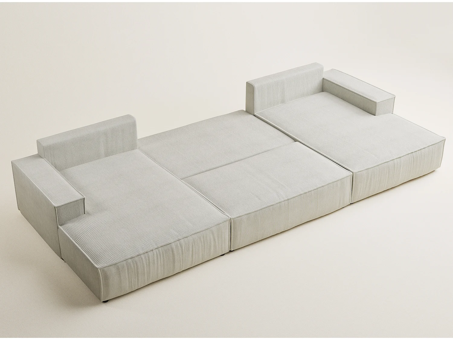 Canapé d'angle panoramique avec fonction lit en velours creme KYOTO