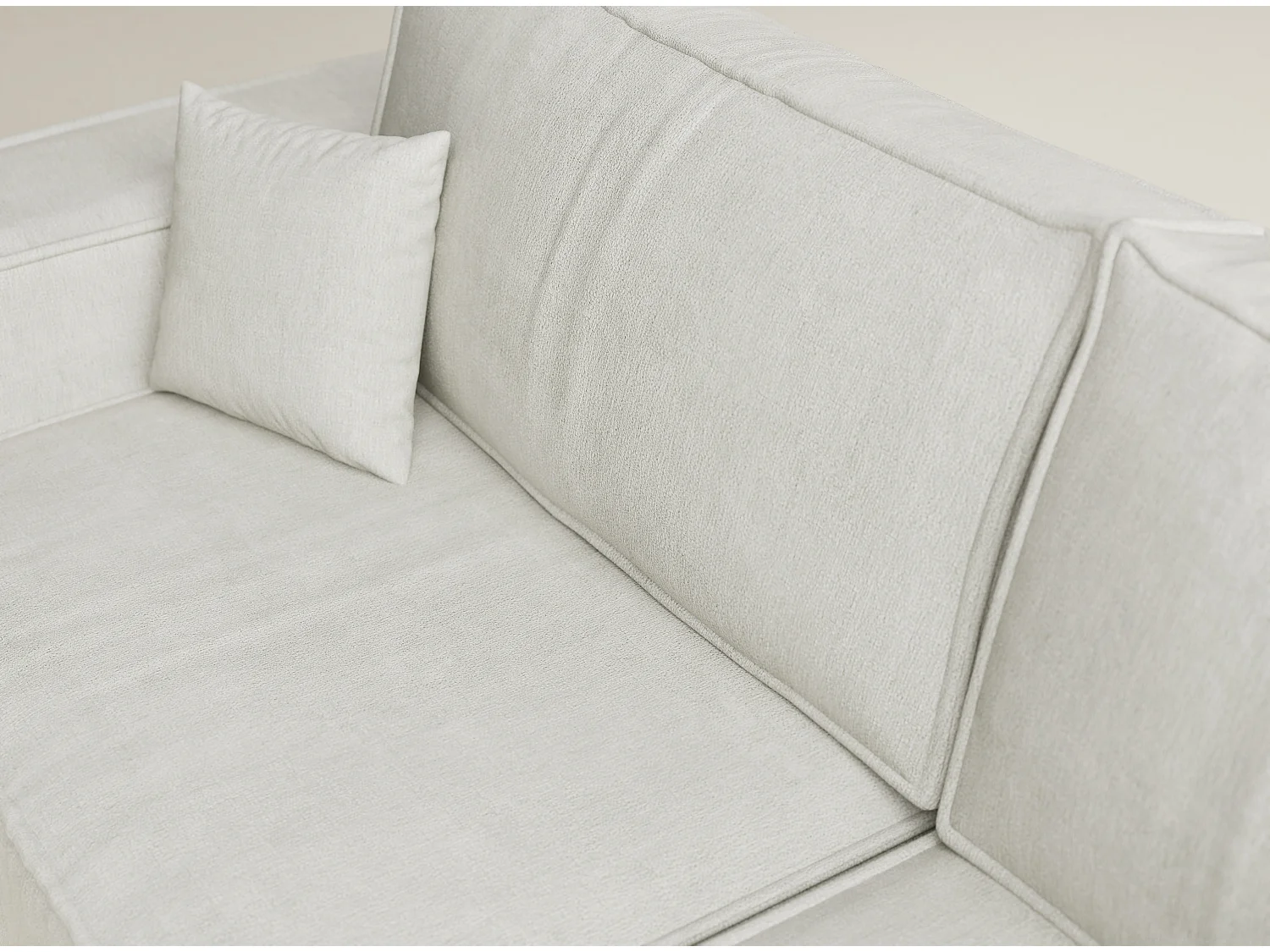 Canapé d'angle droit avec fonction lit en tissu chenille creme TONGA