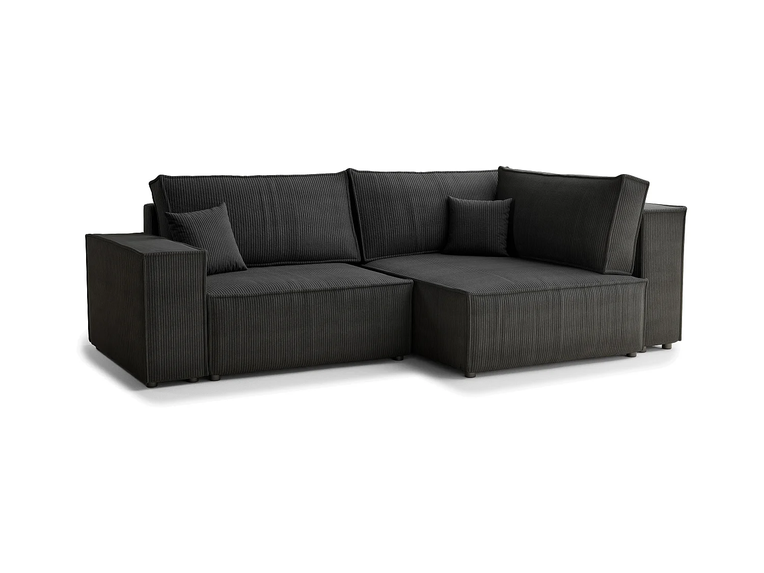 Canapé d'angle droit avec fonction lit en velours graphite TONGA