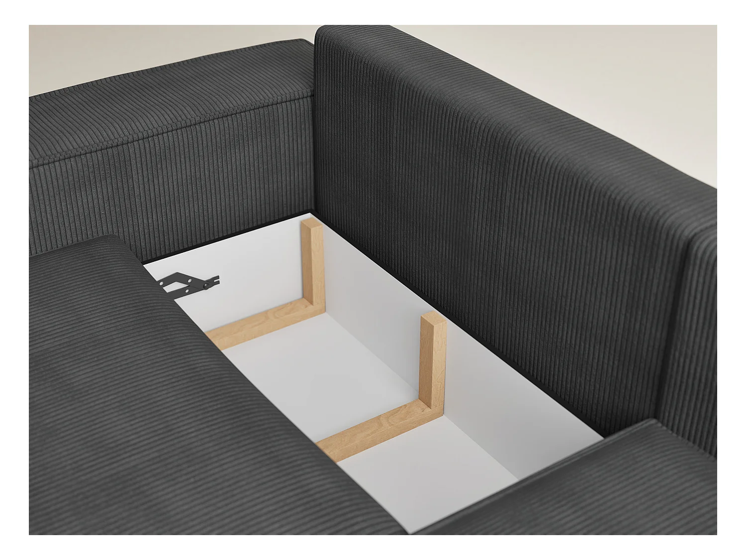 Canapé d'angle droit avec fonction lit en velours graphite TONGA