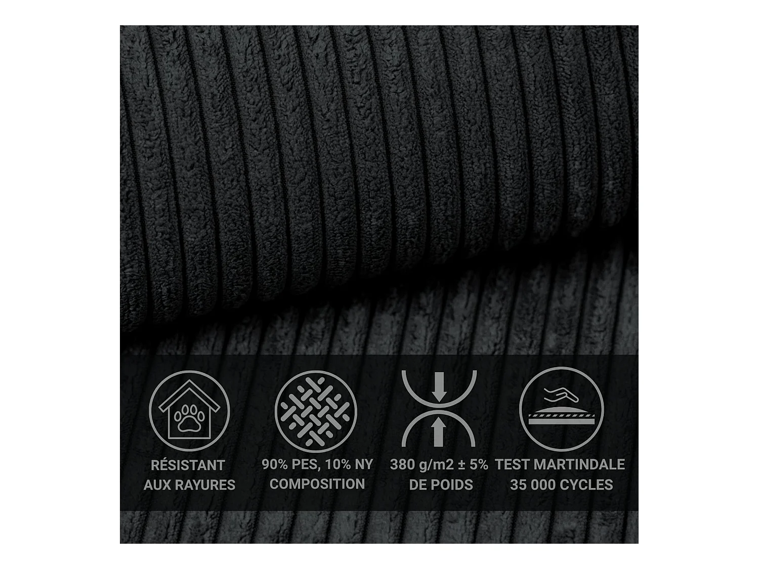 Canapé d'angle droit avec fonction lit en velours graphite TONGA