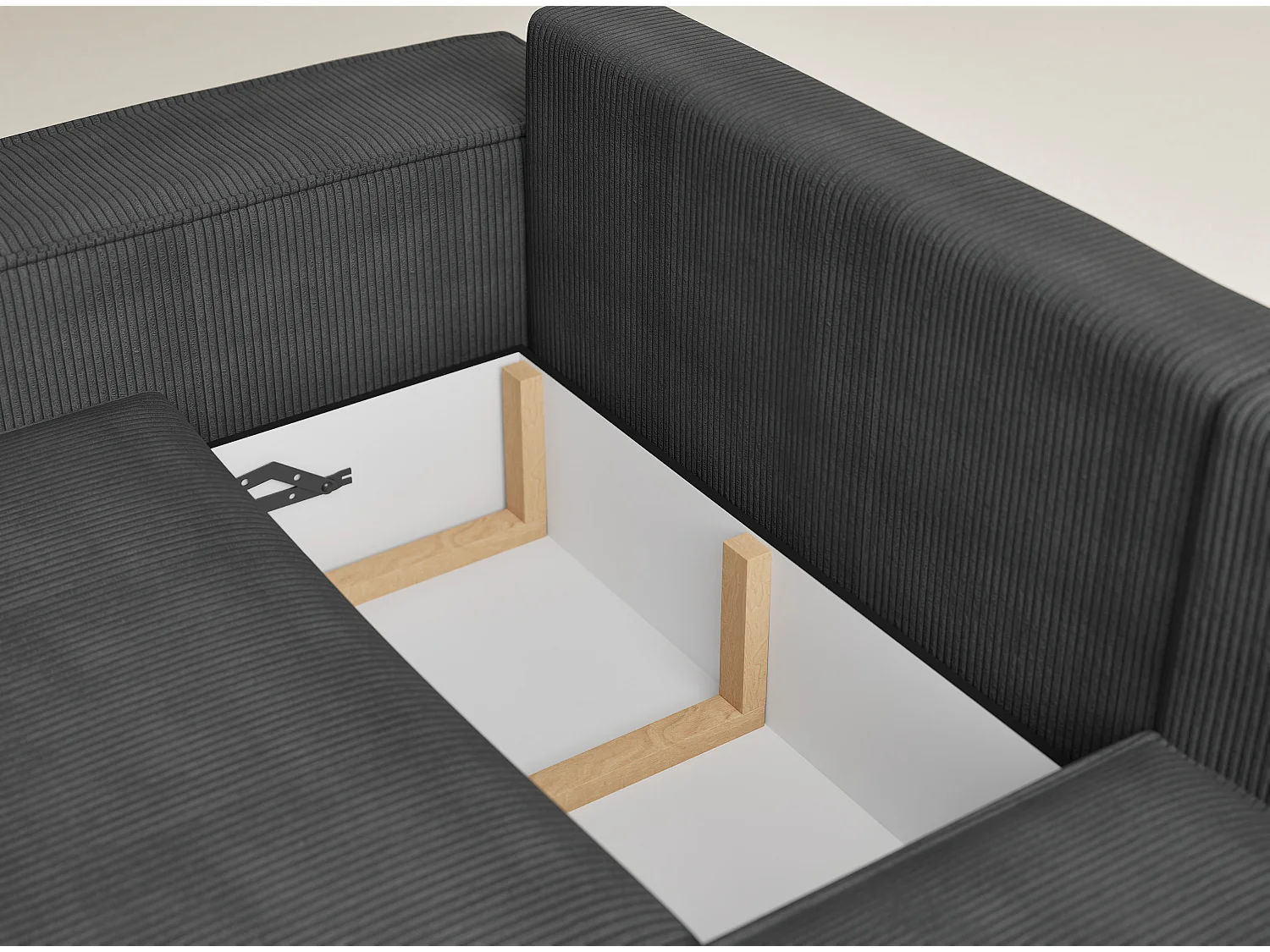 Canapé d'angle droit avec fonction lit en velours graphite TONGA