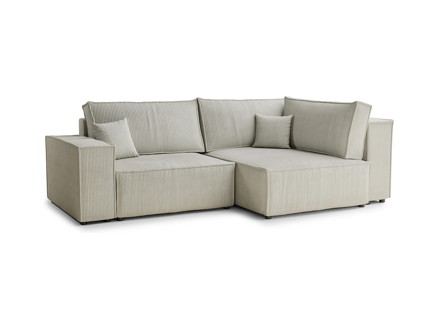 Canapé d'angle droit avec fonction lit en velours creme TONGA