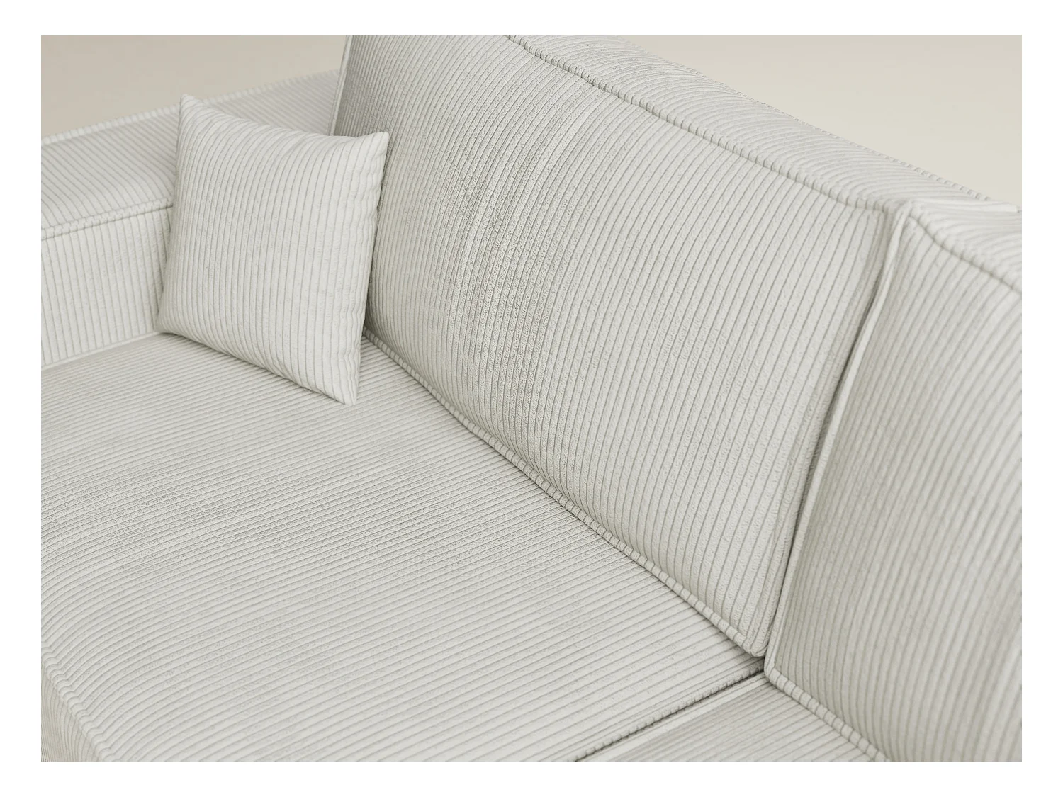 Canapé d'angle droit avec fonction lit en velours creme TONGA