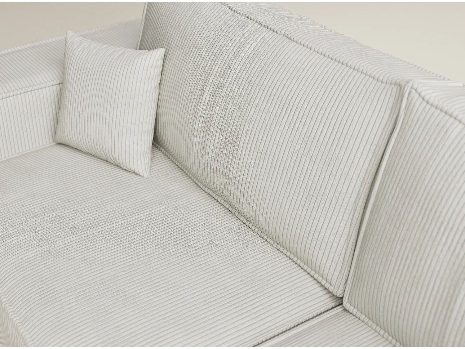 Canapé d'angle droit avec fonction lit en velours creme TONGA