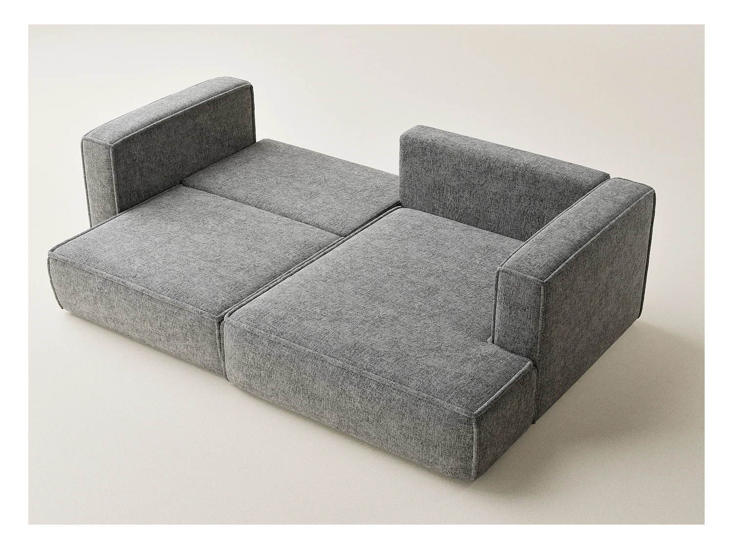 Canapé d'angle droit avec fonction lit en tissu chenille gris VELTO