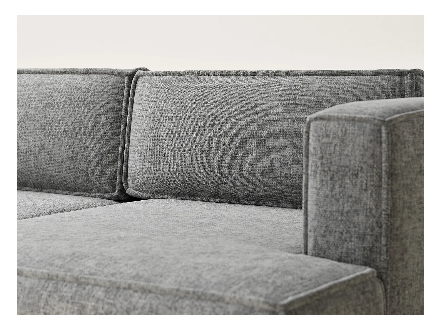 Canapé d'angle droit avec fonction lit en tissu chenille gris VELTO