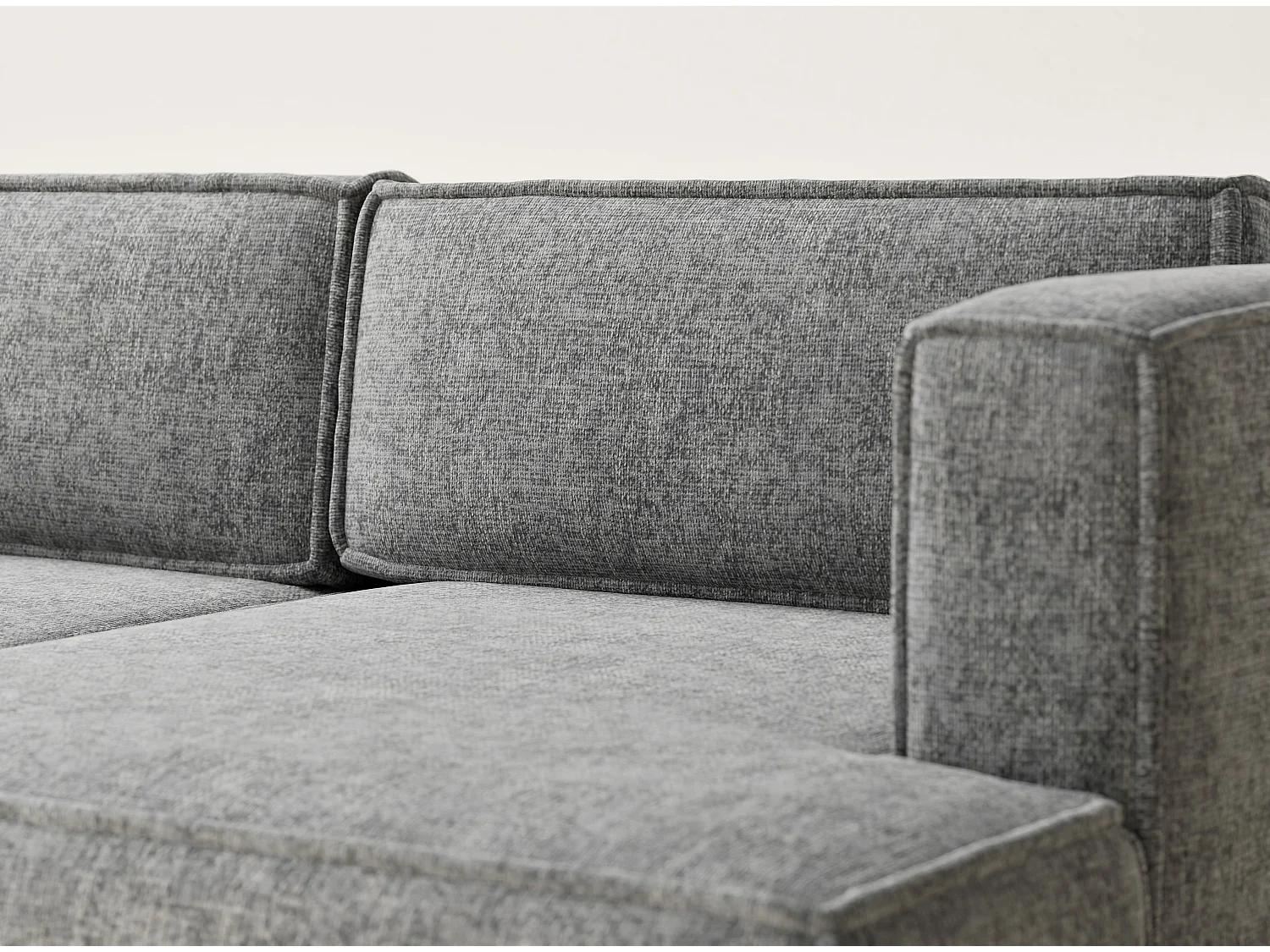 Canapé d'angle droit avec fonction lit en tissu chenille gris VELTO