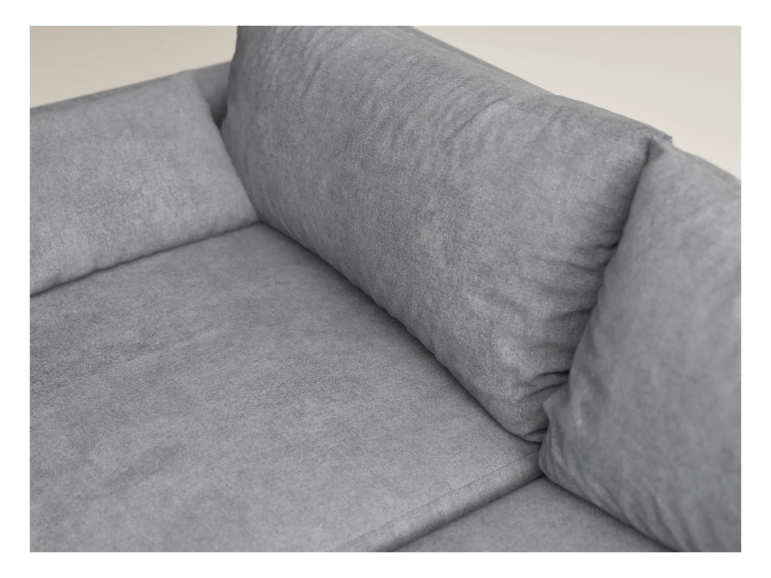 Canapé d'angle droit avec fonction lit en tissu chenille gris LEON