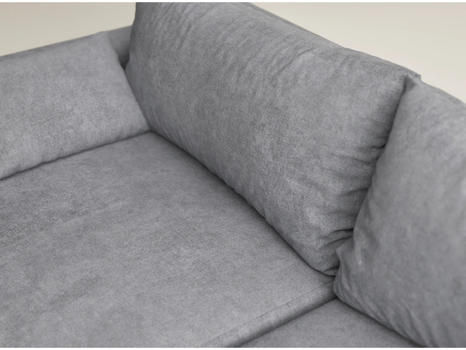 Canapé d'angle droit avec fonction lit en tissu chenille gris LEON