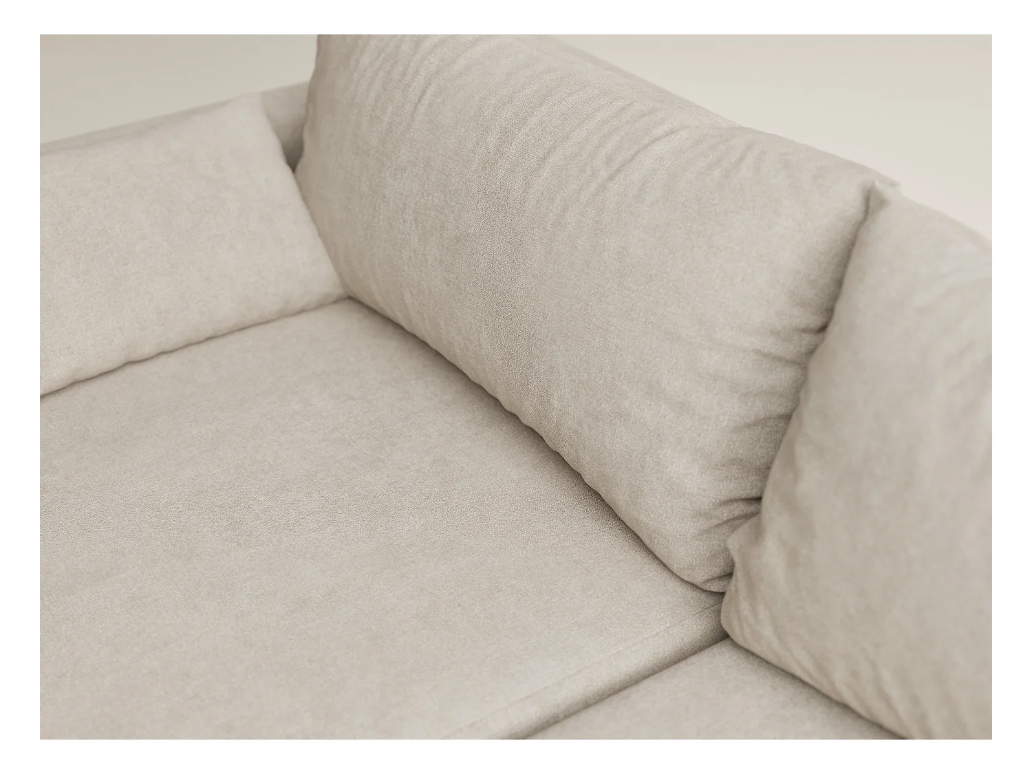 Canapé d'angle droit avec fonction lit en tissu chenille beige LEON