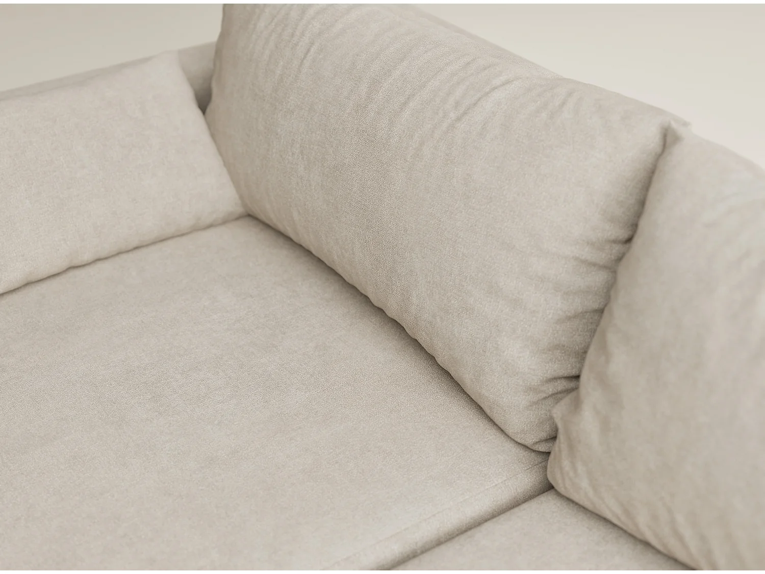 Canapé d'angle droit avec fonction lit en tissu chenille beige LEON