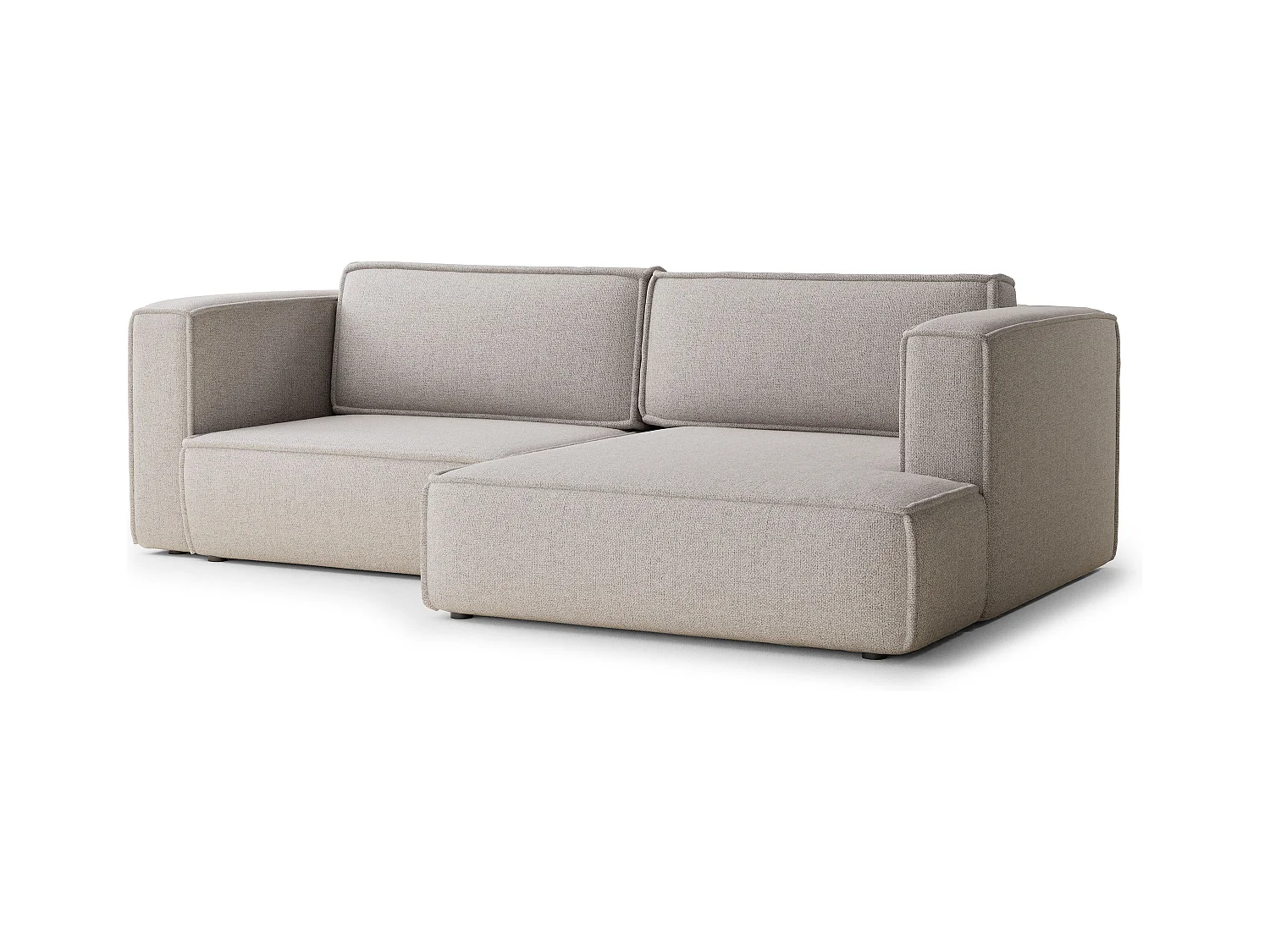 Canapé d'angle droit avec fonction lit en tissu tressé beige foncé VELTO