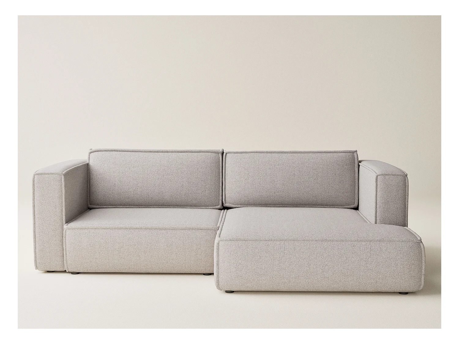 Canapé d'angle droit avec fonction lit en tissu tressé beige foncé VELTO