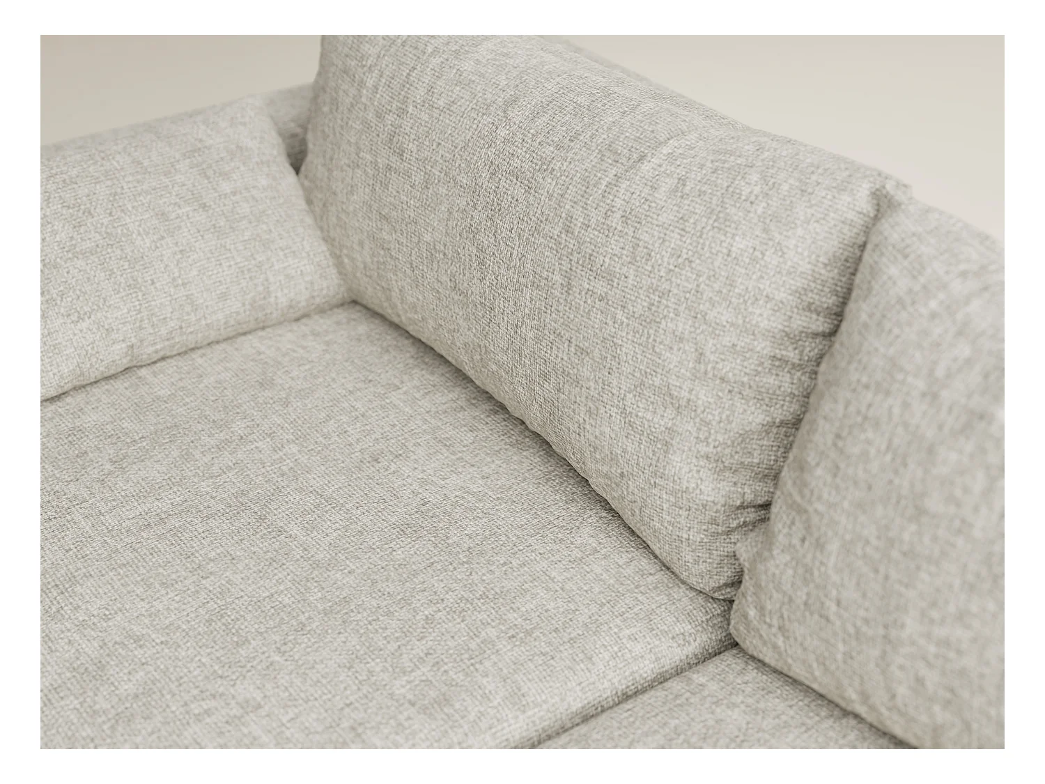 Canapé d'angle droit avec fonction lit en tissu chenille beige LEON