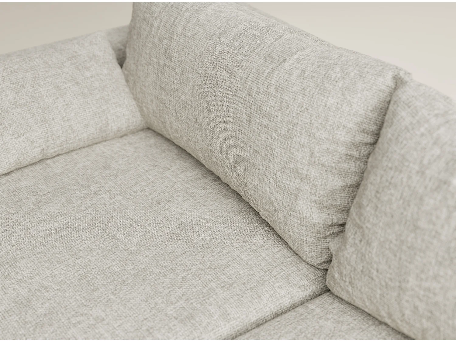 Canapé d'angle droit avec fonction lit en tissu chenille beige LEON