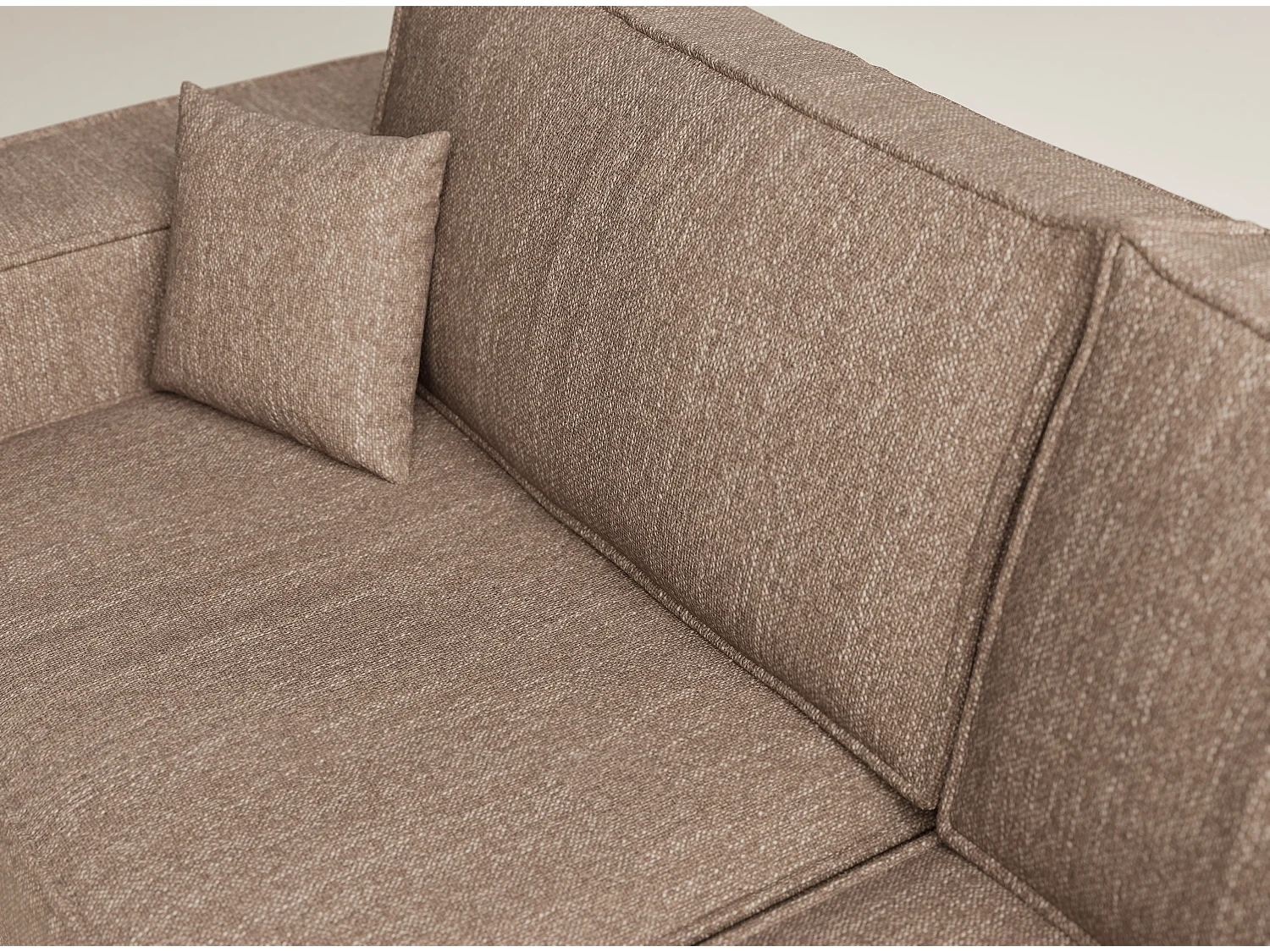 Canapé d'angle droit avec fonction lit en tissu tressé brun TONGA