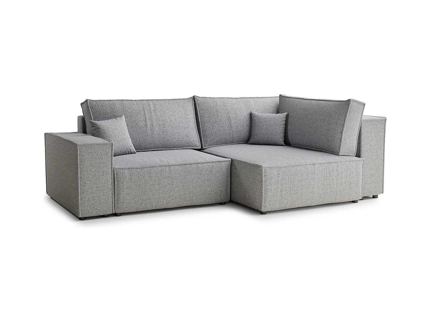 Canapé d'angle droit avec fonction lit en tissu tressé gris clair TONGA